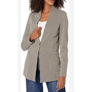 Tommy Hilfiger Women’s Blazer Jacket Houndstooth No Collar One Button SZ 12